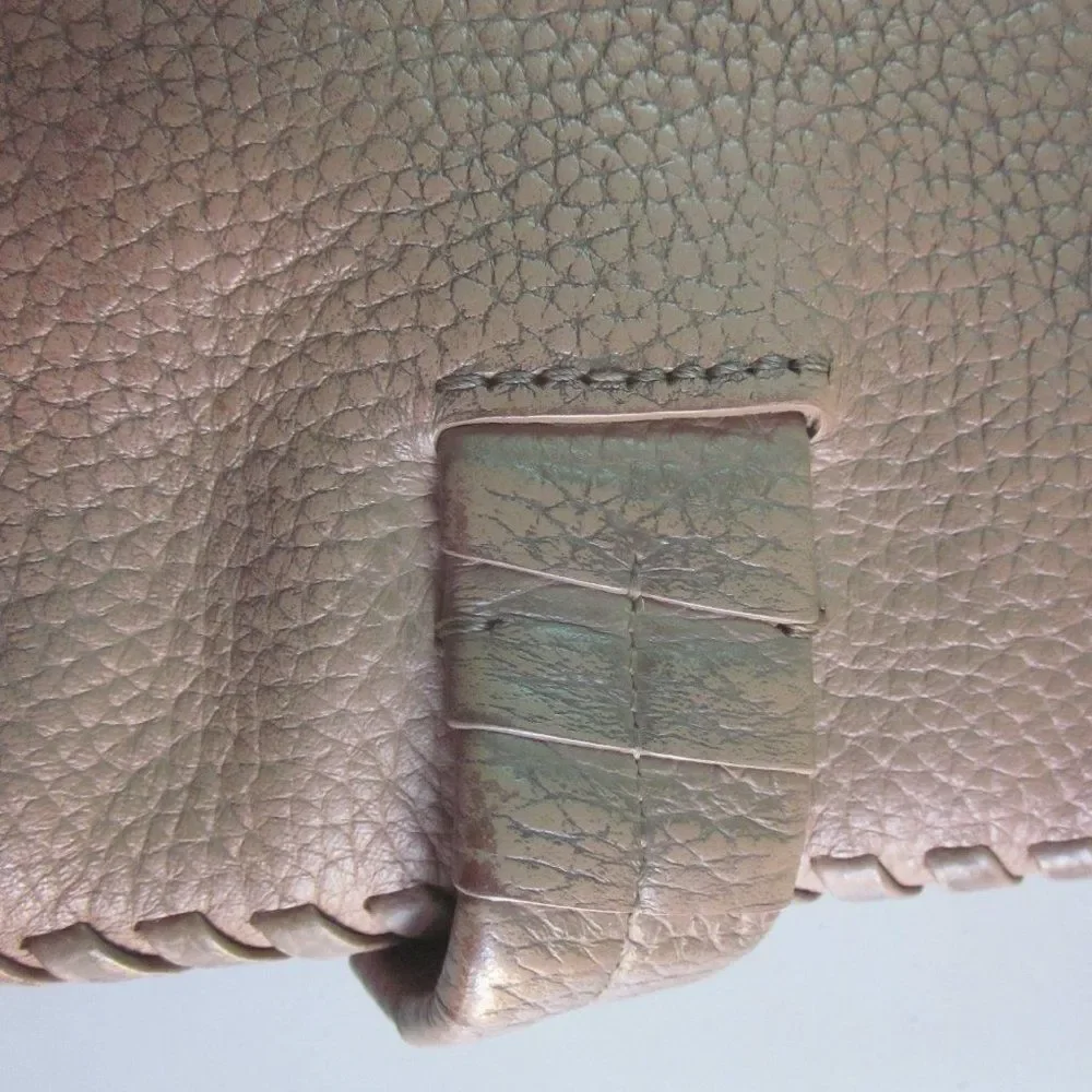 Allsaints Club Medium Clutch Crossbody Purse Tan Pebbled Leather